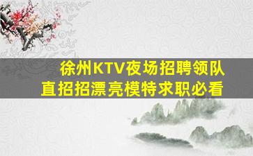 徐州KTV夜场招聘领队直招招漂亮模特求职必看